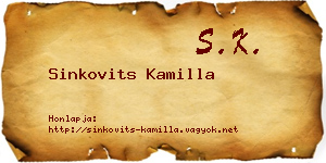Sinkovits Kamilla névjegykártya